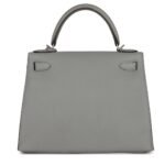 HERMÈS SPECIAL ORDER HSS KELLY SELLIER 28 GRIS MOUETTE VERSO TOGO BRUSHED PALLADIUM HARDWARE