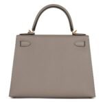HERMÈS SPECIAL ORDER HSS KELLY SELLIER 28 GRIS ASPHALTE VERSO EPSOM BRUSHED GOLD HARDWARE