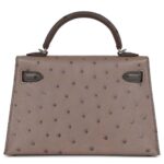 HERMÈS SPECIAL ORDER HSS KELLY SELLIER 20 GRIS TOURTERELLE AND GRAPHITE OSTRICH PALLADIUM HARDWARE