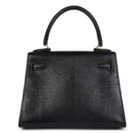 VINTAGE HERMÈS KELLY SELLIER 20 BLACK VARANUS SALVATOR LIZARD GOLD HARDWARE