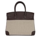 HERMÈS BIRKIN 30 BIVOUAC FICELLE CANVAS AND MOKA SWIFT PALLADIUM HARDWARE