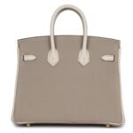HERMÈS SPECIAL ORDER HSS BIRKIN 25 GRIS ASPHALTE AND CRAIE TOGO BRUSHED GOLD HARDWARE