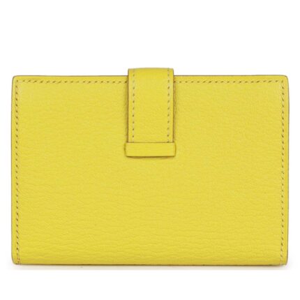 HERMÈS BEARN MINI WALLET LIME CHEVRE MYSORE PALLADIUM HARDWARE