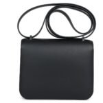 HERMÈS CONSTANCE 18 DANCING FLOWERS BLACK EMBROIDERED SWIFT PALLADIUM HARDWARE