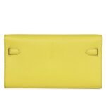 HERMÈS KELLY WALLET TO GO LIME CHEVRE MYSORE GOLD HARDWARE