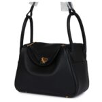 HERMÈS LINDY 26 BLACK CLEMENCE GOLD HARDWARE