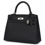 HERMÈS KELLY SELLIER 25 BLACK EPSOM PALLADIUM HARDWARE