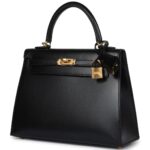 HERMÈS KELLY SELLIER 25 BLACK BOX GOLD HARDWARE
