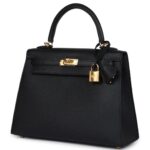 HERMÈS KELLY SELLIER 25 BLACK EPSOM GOLD HARDWARE