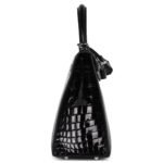 HERMÈS KELLY SELLIER 25 BLACK SHINY NILOTICUS CROCODILE PALLADIUM HARDWARE
