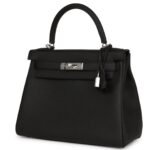 HERMÈS KELLY RETOURNE 28 BLACK TOGO PALLADIUM HARDWARE