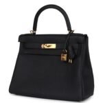 HERMÈS KELLY RETOURNE 28 BLACK TOGO GOLD HARDWARE