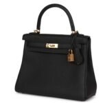 HERMÈS KELLY RETOURNE 25 BLACK TOGO GOLD HARDWARE