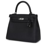 HERMÈS KELLY RETOURNE 25 BLACK TOGO PALLADIUM HARDWARE