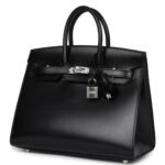 HERMÈS BIRKIN SELLIER 25 BLACK BOX PALLADIUM HARDWARE