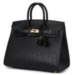 HERMÈS BIRKIN SELLIER 25 BLACK OSTRICH GOLD HARDWARE