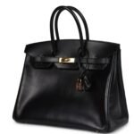 PRE-OWNED HERMÈS BIRKIN 35 BLACK BOX GOLD HARDWARE