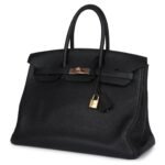 PRE-OWNED HERMÈS BIRKIN 35 BLACK TOGO ROSE GOLD HARDWARE