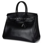 PRE-OWNED HERMÈS BIRKIN 35 BLACK BOX PALLADIUM HARDWARE