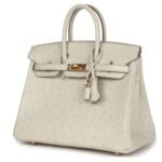 HERMÈS BIRKIN 25 BETON OSTRICH GOLD HARDWARE