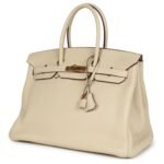 PRE-OWNED HERMÈS BIRKIN 35 PARCHEMIN CLEMENCE GOLD HARDWARE