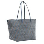 FENDI ROLL LARGE LIGHT BLUE FF JACQUARD VELVET SHOPPER