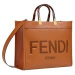 FENDI SUNSHINE MEDIUM BROWN CALFSKIN BAG
