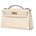 HERMÈS KELLY POCHETTE NATA SWIFT GOLD HARDWARE