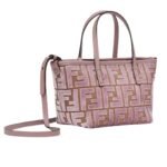 FENDI ROLL MINI MAUVE PINK FF JACQUARD VELVET MINI-BAG