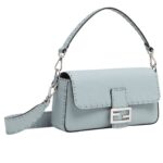 FENDI BAGUETTE LIGHT BLUE SELLERIA BAG WITH 612 HAND-SEWN TOPSTITCHES