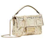 FENDI BAGUETTE MINI CHAMPAGNE-COLORED SEQUIN BAG WITH FF