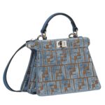 FENDI PEEKABOO ISEEU PETITE LIGHT BLUE FF JACQUARD VELVET BAG
