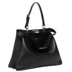 FENDI PEEKABOO SOFT LARGE BLACK LEATHER BAG