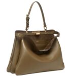 FENDI PEEKABOO SOFT LARGE GREEN LEATHER BAG