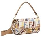 FENDI BAGUETTE MULTICOLOR CANVAS BAG WITH FF EMBROIDERY