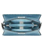 FENDI PEEKABOO ISEEU PETITE METALLIC BLUE SELLERIA BAG WITH 306 HAND-SEWN TOPSTITCHES