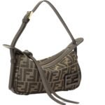 FENDI SIMPLY FENDI MINI BROWN FF JACQUARD FABRIC MINI BAG