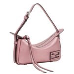 FENDI SIMPLY FENDI MINI CHAMPAGNE-COLORED METALLIC LEATHER MINI-BAG