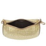 FENDI FENDIGRAPHY MINI CHAMPAGNE-COLORED SUEDE MINI-BAG WITH FF IN CRYSTALS AND STUDS