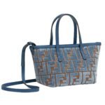 FENDI ROLL MINI LIGHT BLUE FF JACQUARD VELVET MINI BAG
