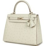 HERMÈS SPECIAL ORDER (HSS) KELLY SELLIER 25 NATA VERSO OSTRICH PERMABRASS HARDWARE