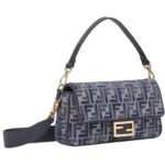 FENDI BAGUETTE DARK BLUE FF CHENILLE BAG