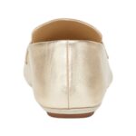 FENDI BAGUETTE METALLIC CHAMPAGNE-COLORED LEATHER LOAFERS