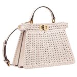 FENDI PEEKABOO ISEEU PETITE CAMELLIA INTERLACE LEATHER BAG