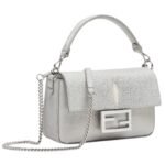 FENDI BAGUETTE MINI SILVER COLOR STINGRAY LEATHER BAG
