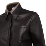FENDI SHIRT BLACK NAPPA LEATHER SHIRT