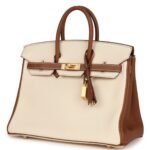 HERMÈS SPECIAL ORDER (HSS) BIRKIN 25 NATA AND GOLD CLEMENCE BRUSHED GOLD HARDWARE