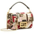 FENDI BAGUETTE MINI CANVAS BAG WITH MULTICOLOR FF EMBROIDERY