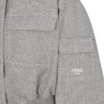 FENDI BLOUSON GRAY MICRO CHECK WOOL BOMBER JACKET