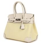 HERMÈS BIRKIN 30 NATA SWIFT AND JAUNE POUSSIN TOILE PALLADIUM HARDWARE